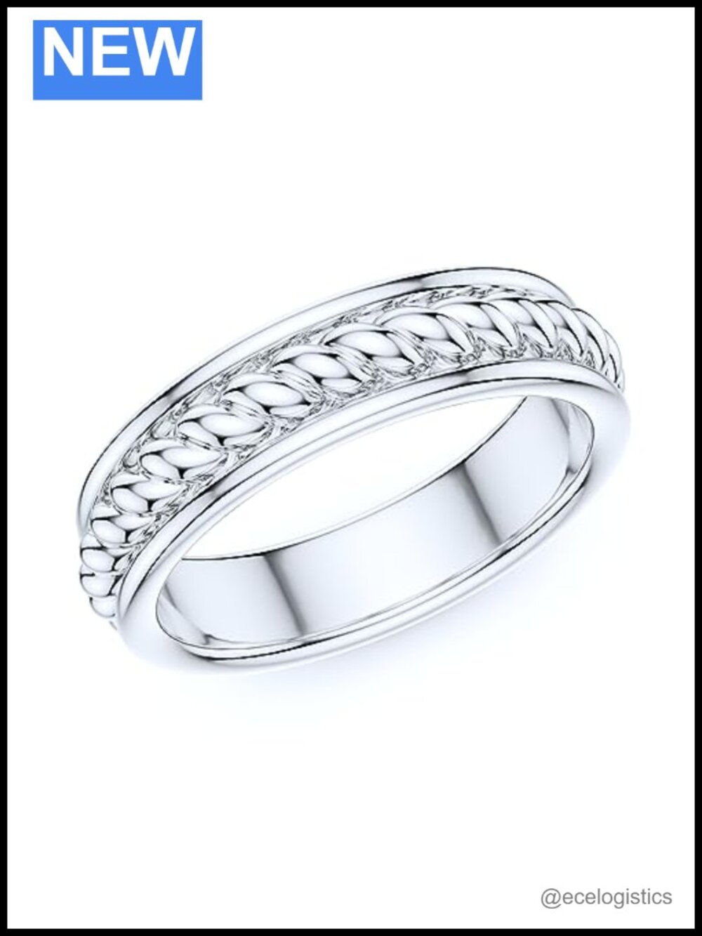Sterling Silver Twisted Rope Moissanite Round Solitaire Eternity Ring